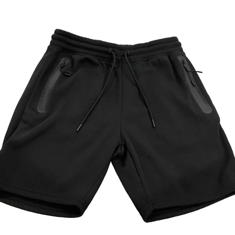 THLETEX Men's Sweat Shorts; Zippered Pockets;‎ Black; Size S